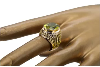 Кольцо Винтаж стиль Желтый перидот 14-кв Желтое золото vrc089y